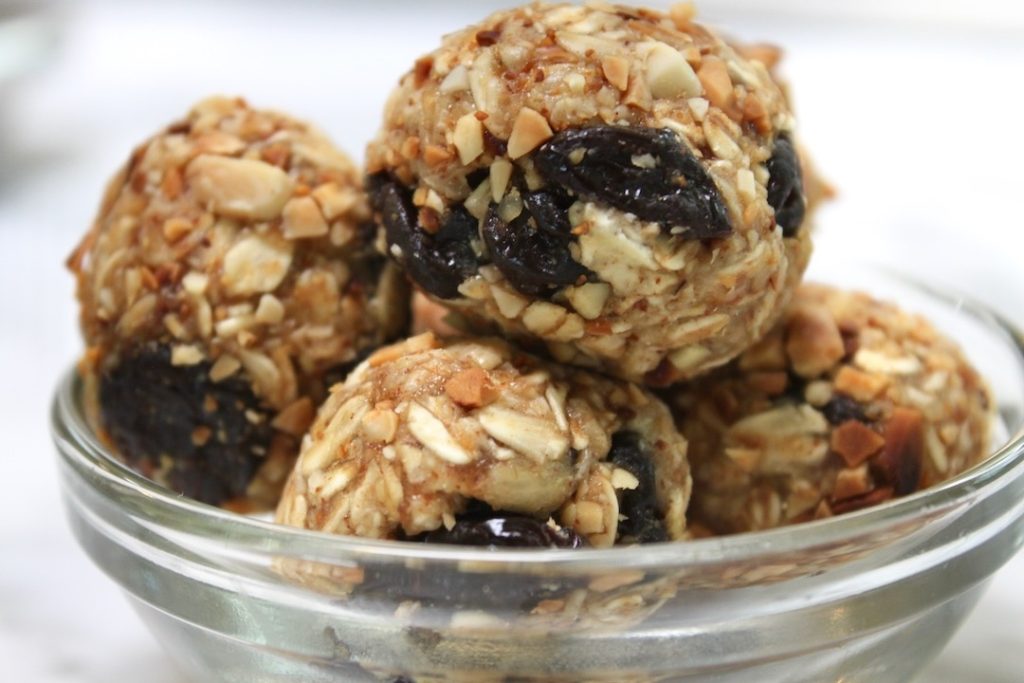 energy bites in a clear bowl