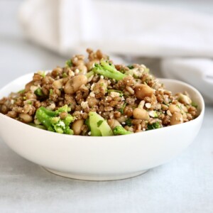 grain salad base recipe in a white bowl