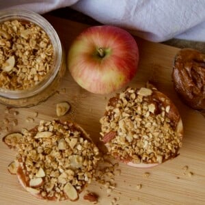 apple cupcakes with granola and nut butter