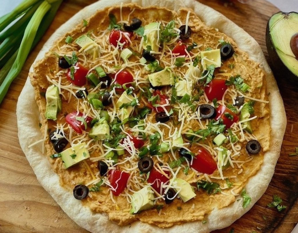 Taco Hummus Flatbread Pizza