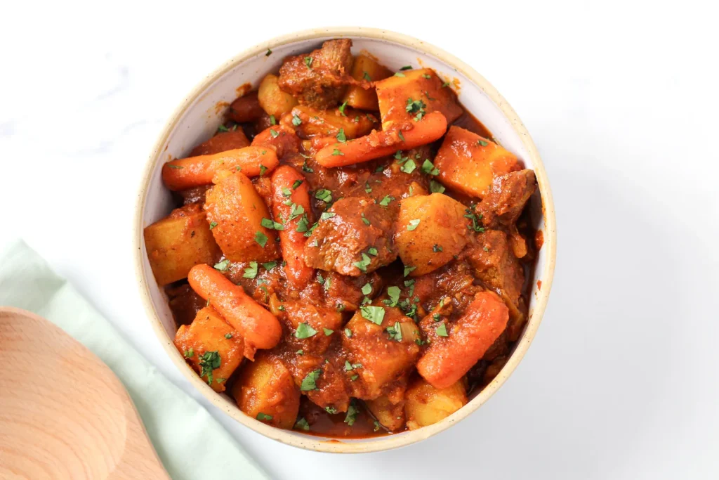 Simple beef curry with potatoes and carrots