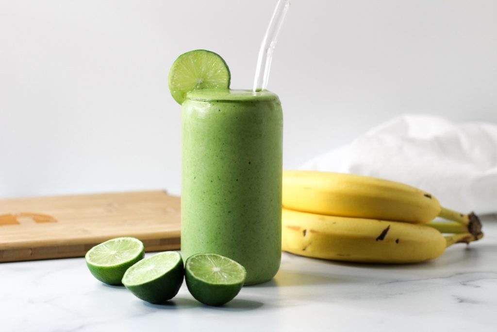 margarita smoothie in a tall clear cup