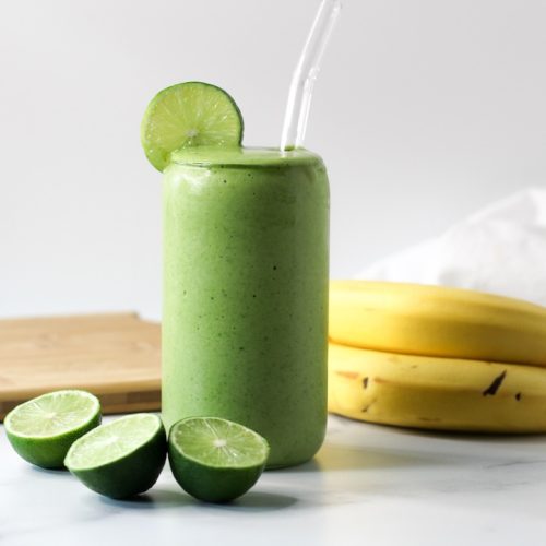 margarita smoothie in a tall clear cup
