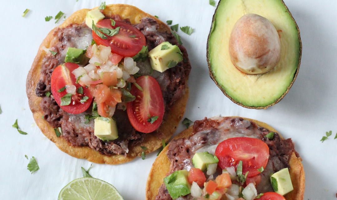 tostadas with avocado and tomato