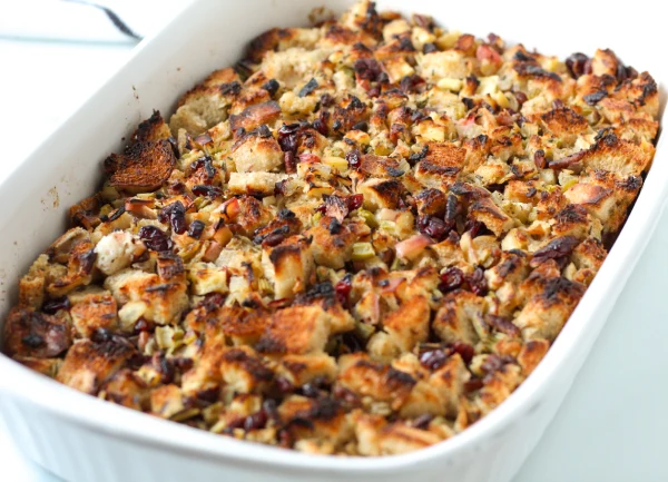 Apple Cranberry Stuffing with Pecans