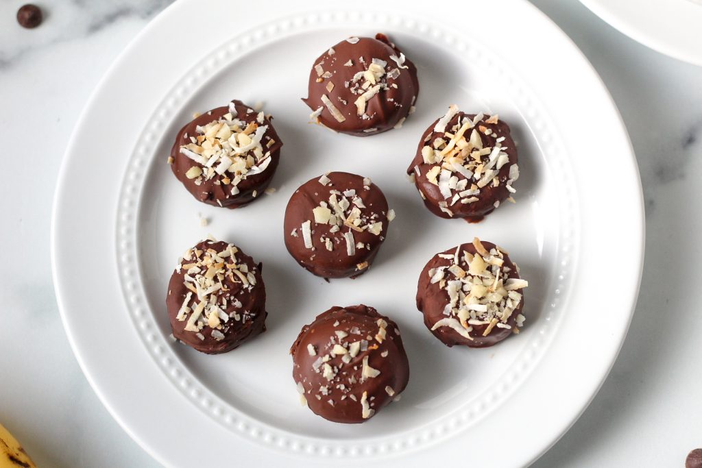 Chocolate dipped banana bites